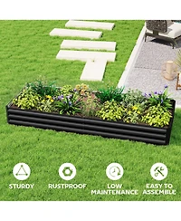 Outsunny Galvanized Raised Garden Bed Metal Planter Box Easy Quick Setup