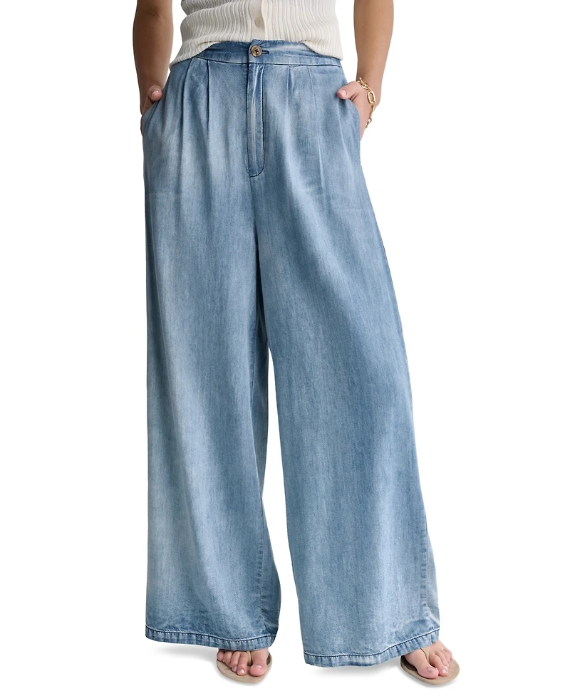 Bcbg Women's High Rise Wide-Leg Denim Pants