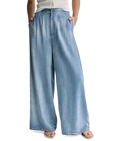 Bcbg Women's High Rise Wide-Leg Denim Pants