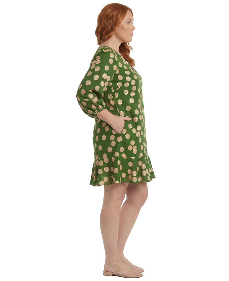 London Times Plus Balloon-Sleeve Shift Dress