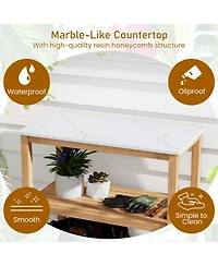 Sugift 3-Tier Garden Potting Bench Table with Marble-Like Countertop