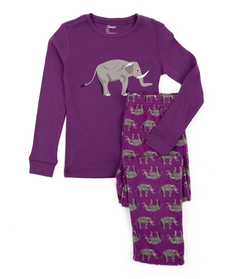 Leveret Toddler Girls Matching Family Two-Piece Pajamas - Cotton Top and Fleece Pants Cute Playful Prints