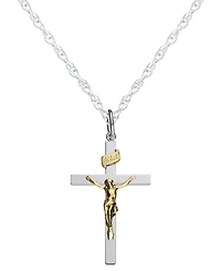 Macy's Men's Two-Tone Crucifix Pendant Necklace in Sterling Silver