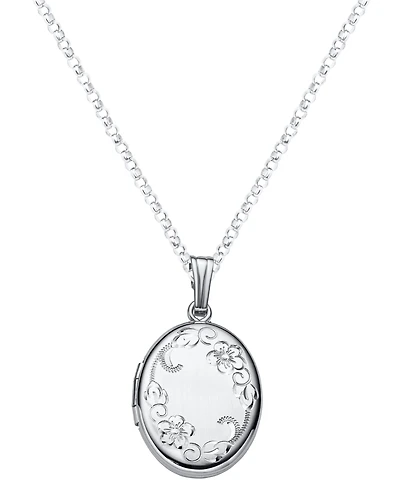 Macy's Engraved Oval Locket Pendant Necklace in Sterling Silver