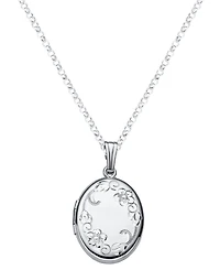 Macy's Engraved Oval Locket Pendant Necklace in Sterling Silver