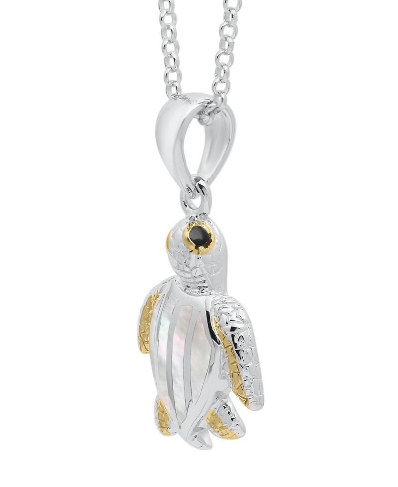 Macy's Kyocera Opal Turtle Pendant Necklace in Sterling Silver