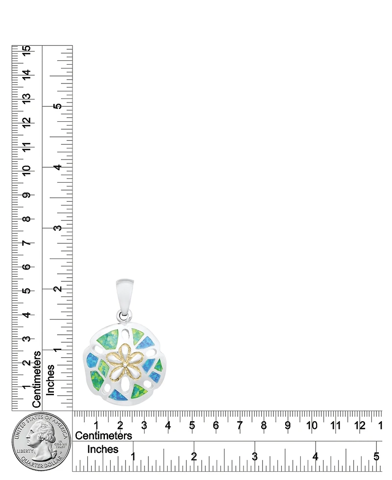 Macy's Kyocera Green & Blue Opal Sand Dollar Pendant Necklace in Sterling Silver