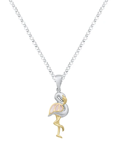 Macy's Pink Pearl Flamingo Pendant Necklace in Sterling Silver