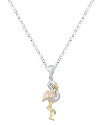 Macy's Pink Pearl Flamingo Pendant Necklace in Sterling Silver
