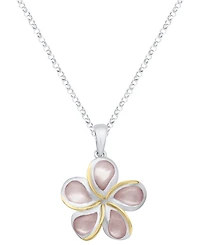 Macy's Pink Pearl Plumeria Pendant Necklace in Sterling Silver