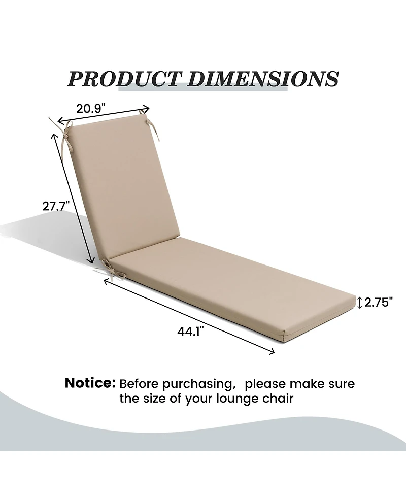 Pellebant 71.8''x20.9''x2.75'' Outdoor Patio Fade Resistant chaise lounge chair cushion