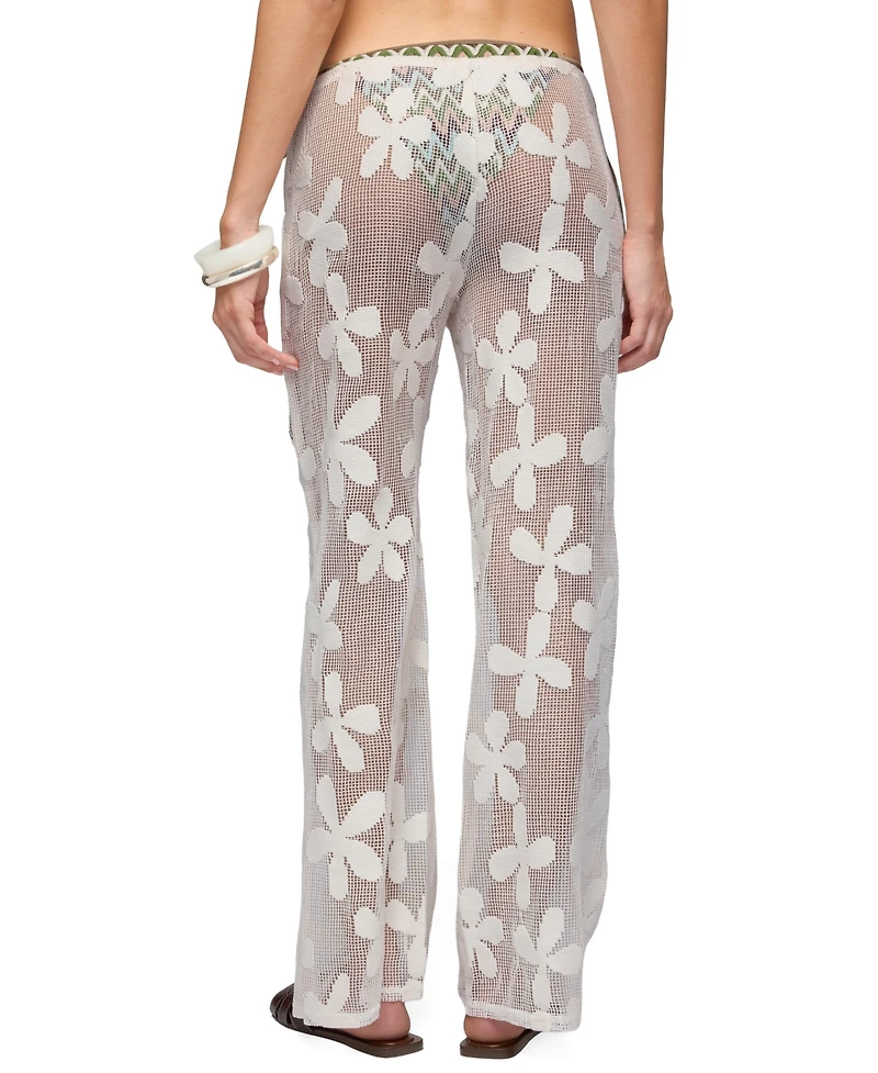 Edikted Women's Candace Floral Texured Sheer Pants