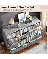 gaomon 8 Drawer Fluted Wood Dresser with Gold Legs, Wide Storage for Bedroom