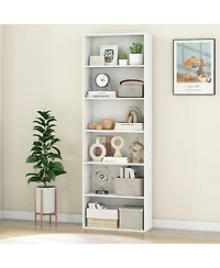 Gymax 6 Tier Bookshelf 70 Inch Tall Wooden Freestanding Storage Organizer with Open Shelves