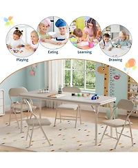 gaomon 5-Piece Kids Folding Table And Chairs Set With Ultra-Soft Cushion, Portable Children's Table Set