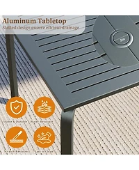 gaomon 71 Inch Aluminum Outdoor Patio Rectangular Dining Table with Umbrella Hole