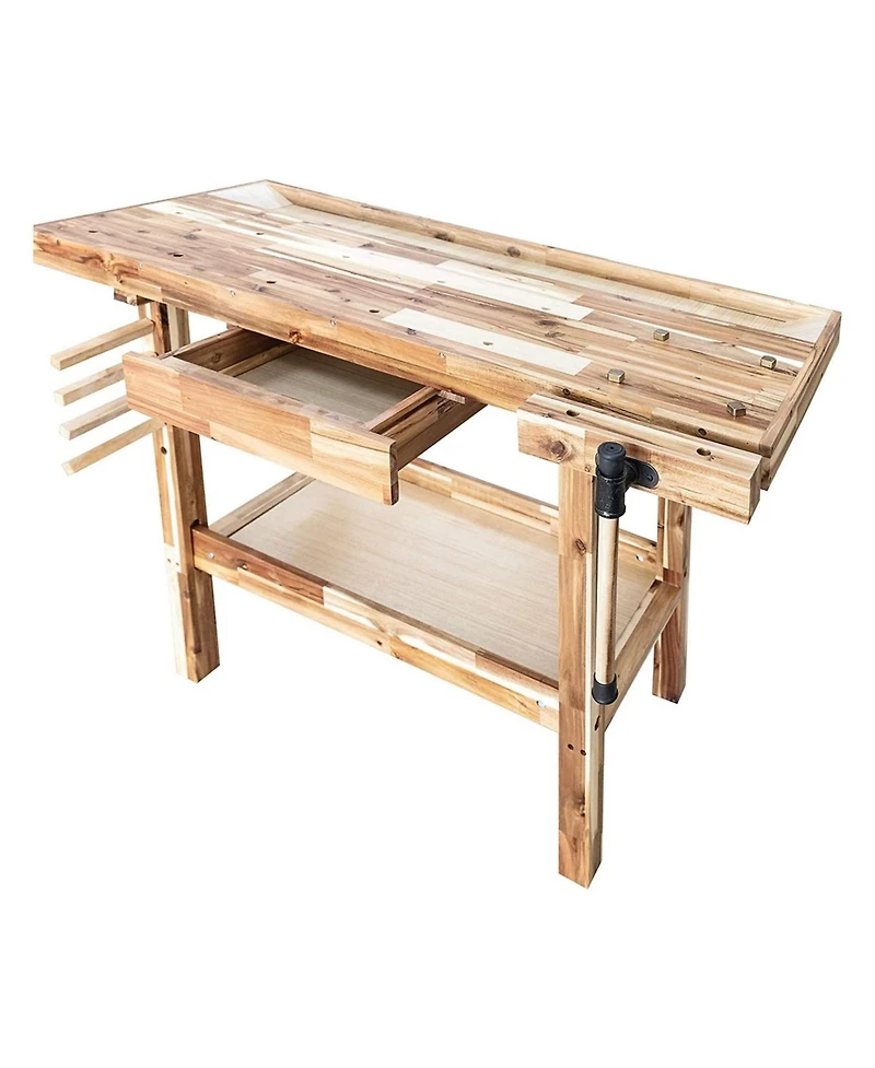 Olympia Tools 48 Inch Acacia Hardwood Woodworking Carpentry Workbench Storage