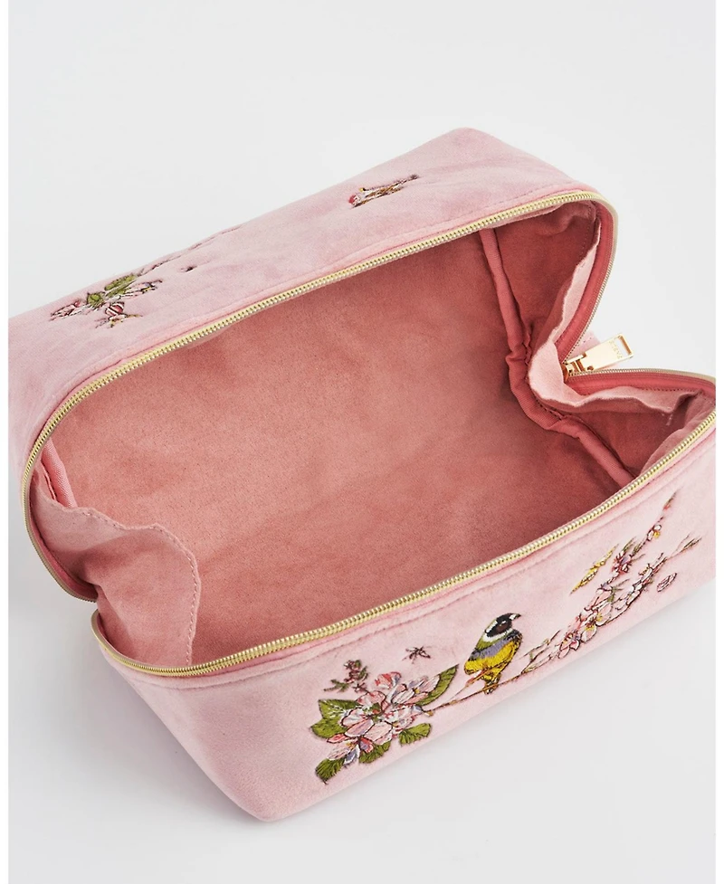 Fable England Love Velvet Embroidered Comestic Pouch