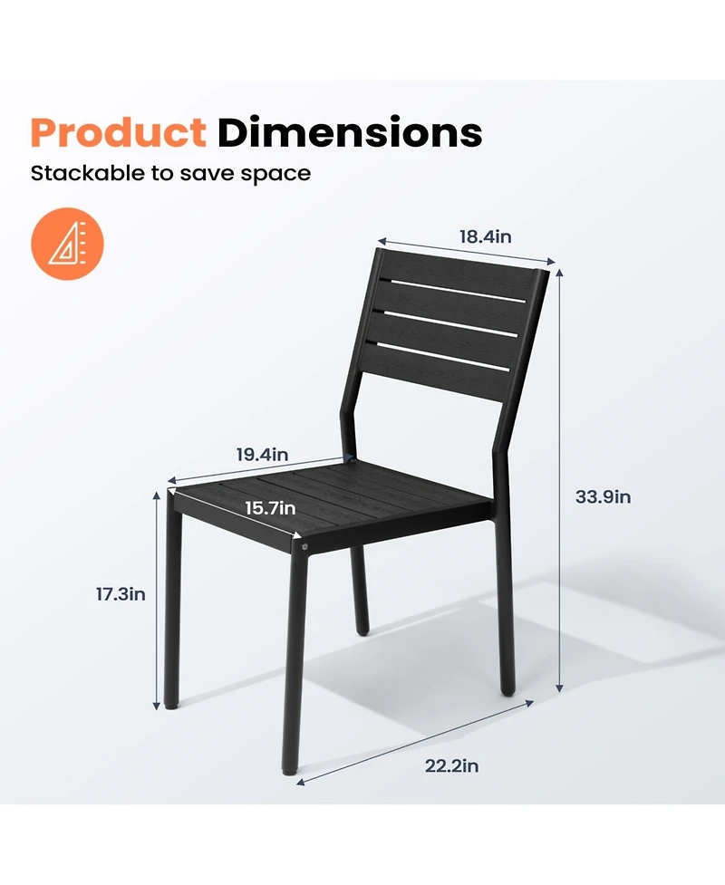 Pellebant Outdoor Patio Aluminum Stackable Dining Chairs