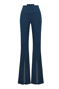 Jendue Women's Sublime Denim Jean - High-Waisted Flared with Slits