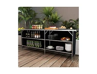 Boyel Living Aluminum Portable Picnic Table with 2-Tier Open Shelves and Spacious Tabletop
