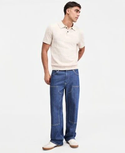 Sun Stone Mens Lagos Baggy Fit Jeans Square Stitch Marled Polo Shirt Macys Exclusive