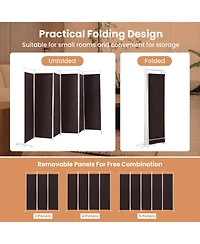 sumyeg 6-Foot 6-Panel Room Divider with Steel Support Base for Indoor Privacy Separation