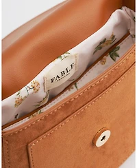 Fable England Women's Floral Faux Suede Embroidered Saddle Bag