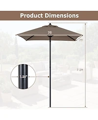 Gymax Patio Umbrella Market Umbrella Push Button Opening Sturdy Metal Ribs
