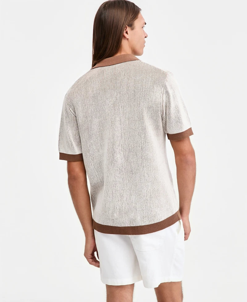 Sun + Stone Men's Plaited Short-Sleeve Camp Shirt, Macy's Exclusive