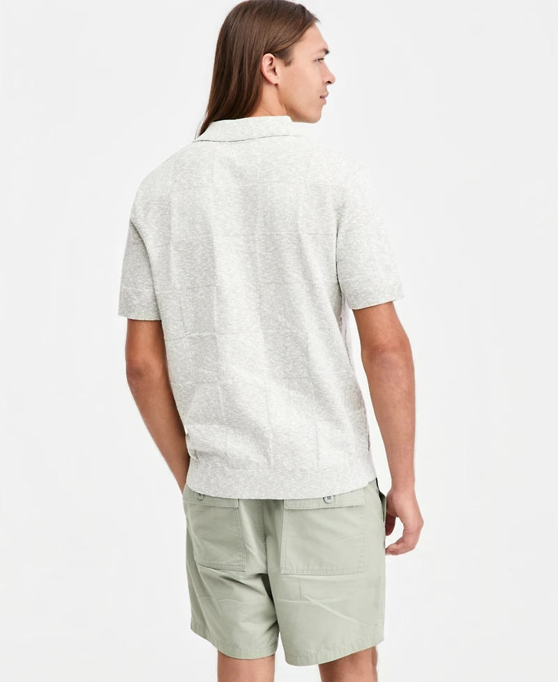 Sun + Stone Men's Square Stitch Marled Polo Shirt, Macy's Exclusive