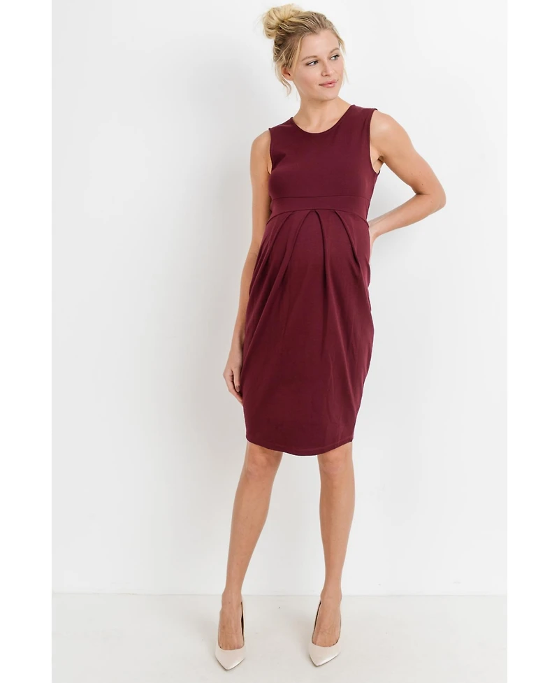 Hello Miz Maternity Sleeveless Pleated Bodycon Dress