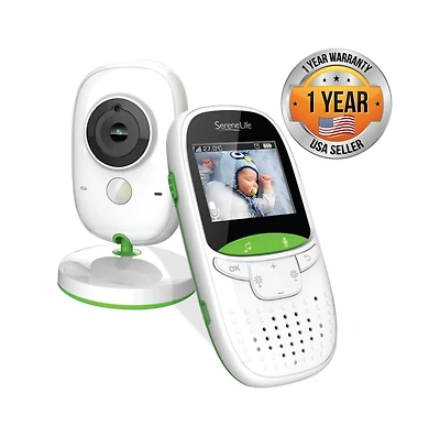 SereneLife Video Baby Monitor Dual System w/ Temperature Thermometer Sleep Camera, Dedicated 2" Digital Color Screen
