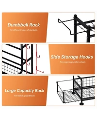 gaomon Dumbbell Rack Stand, Weight Rack with Hooks, Storage for Kettlebells and Yoga Mat, 350 lbs, for Home Gym