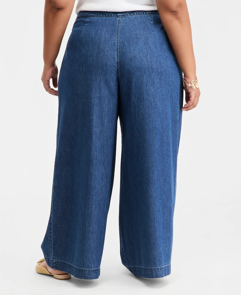 On 34th Trendy Plus High-Rise Pleated Wide-Leg Jeans, Macy's Exclusive