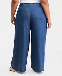 On 34th Trendy Plus High-Rise Pleated Wide-Leg Jeans, Macy's Exclusive