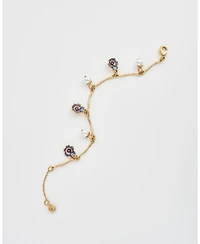 Fable England Gold Pansy and Pearl Charm Bracelet