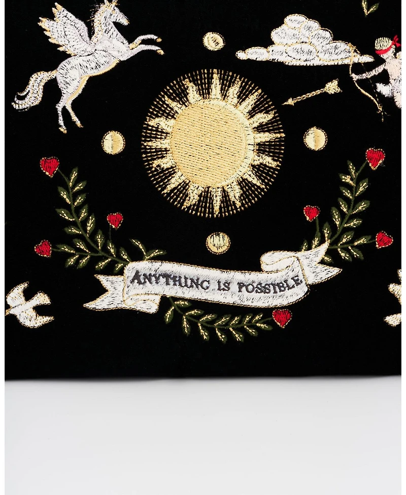 Fable England Women's Celestial Velvet Embroidered Pouch