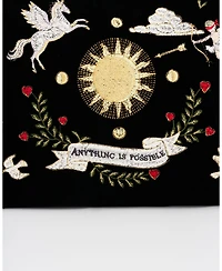 Fable England Women's Celestial Velvet Embroidered Pouch
