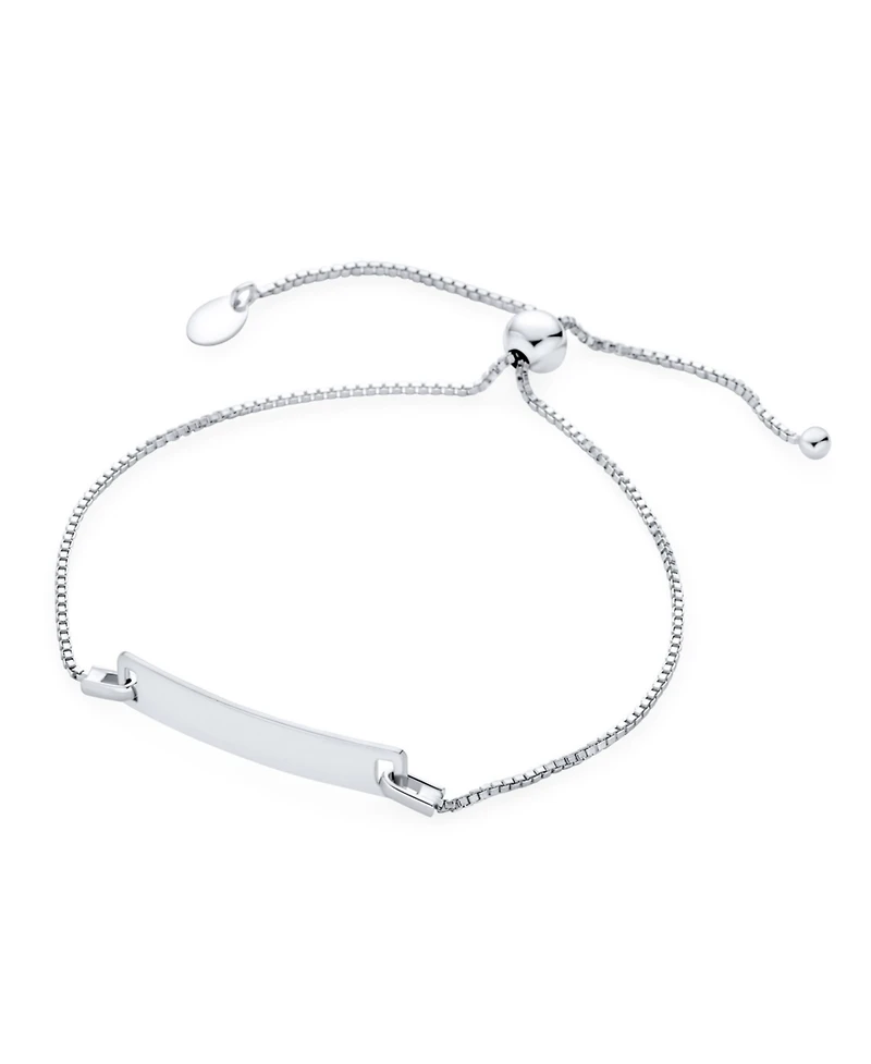 Bling Jewelry Dainty Blank Name Plated Identification Id Bolo Bracelet