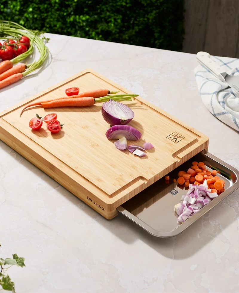 Zwilling Bamboo Cutting Board With Tray 17" x 14"