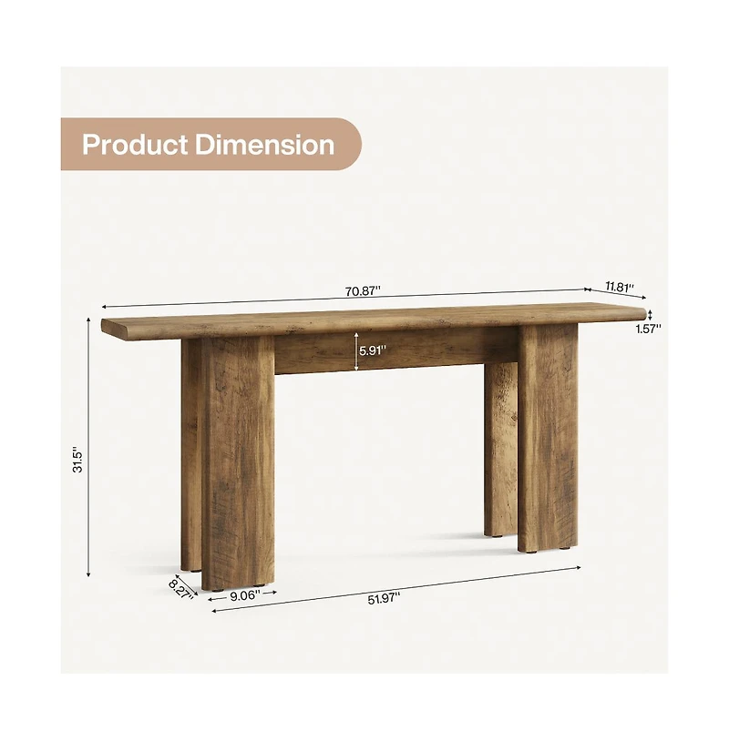 Slickblue Mid-Century Modern Sofa Console Table for Entryway and Behind Couch