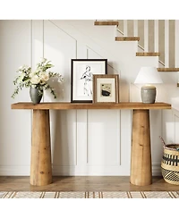 Slickblue Entryway Console Table in Solid Wood with Sturdy Cylindrical Legs