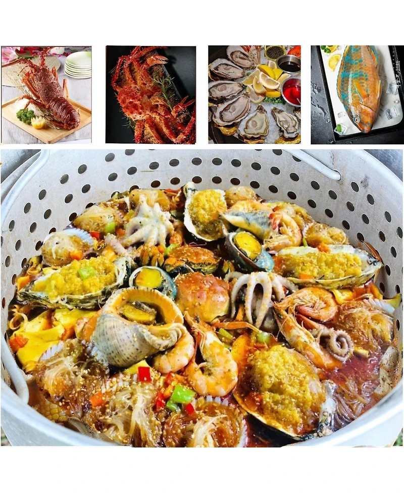 Xo Outdoor Seafood Boil Pot, Aluminum Seafood Boil Kit with Strainer Basket and Propane Burner for Outdoor Cooking