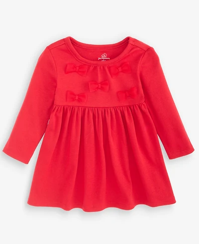 First Impressions Baby Girls' 0M-24M Long-Sleeve Bows Dress, Macy's Exclusive