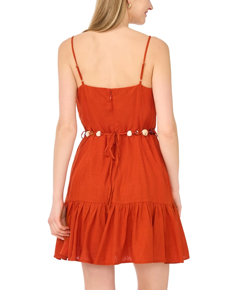 1.state Women's Sweetheart Neck Sleeveless Mini Linen Dress