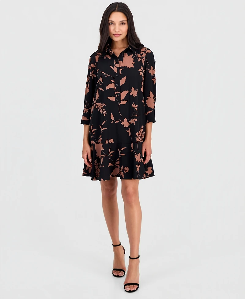 Robbie Bee Women's Printed 3/4-Sleeve Shirtdress