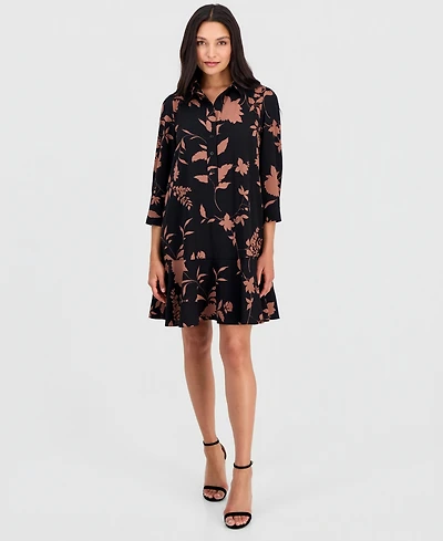 Robbie Bee Women's Printed 3/4-Sleeve Shirtdress
