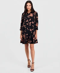 Robbie Bee Women's Printed 3/4-Sleeve Shirtdress