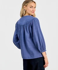 Style & Co Women's Cotton Embroidered Blouse, Macy's Exclusive